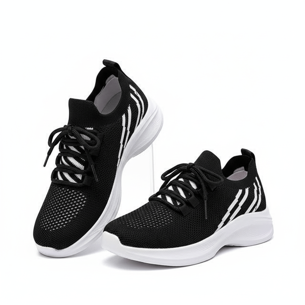 Svarta Sneakers Dam | Trendiga & Bekväma Sportskor i Andningsbart Mesh - Sneakers Dam