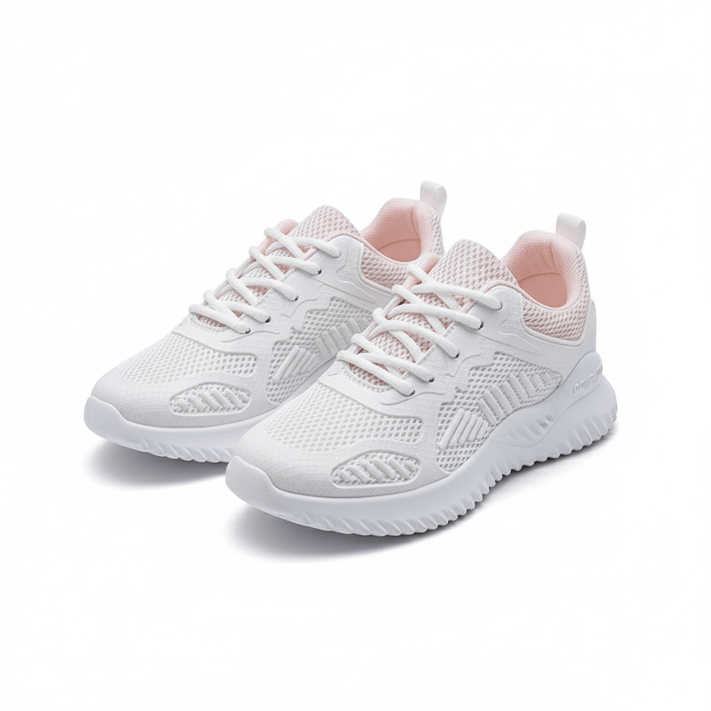 Vita & Rosa Sneakers Dam – Trendiga & Bekväma i Andningsbart Mesh - Sneakers Dam