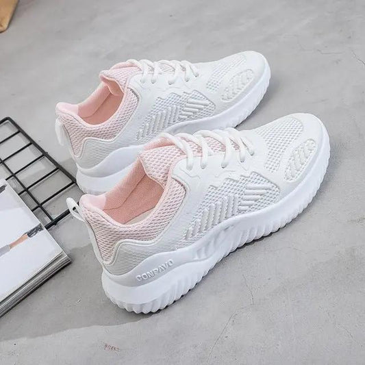 Vita & Rosa Sneakers Dam – Trendiga & Bekväma i Andningsbart Mesh - Sneakers Dam