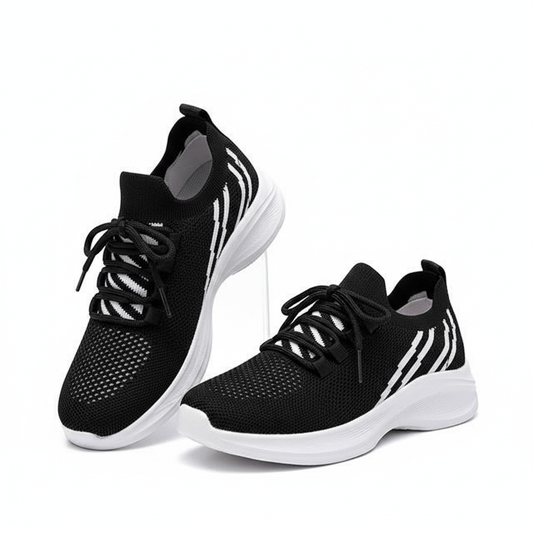 Svarta Sneakers Dam | Trendiga & Bekväma Sportskor i Andningsbart Mesh - Sneakers Dam